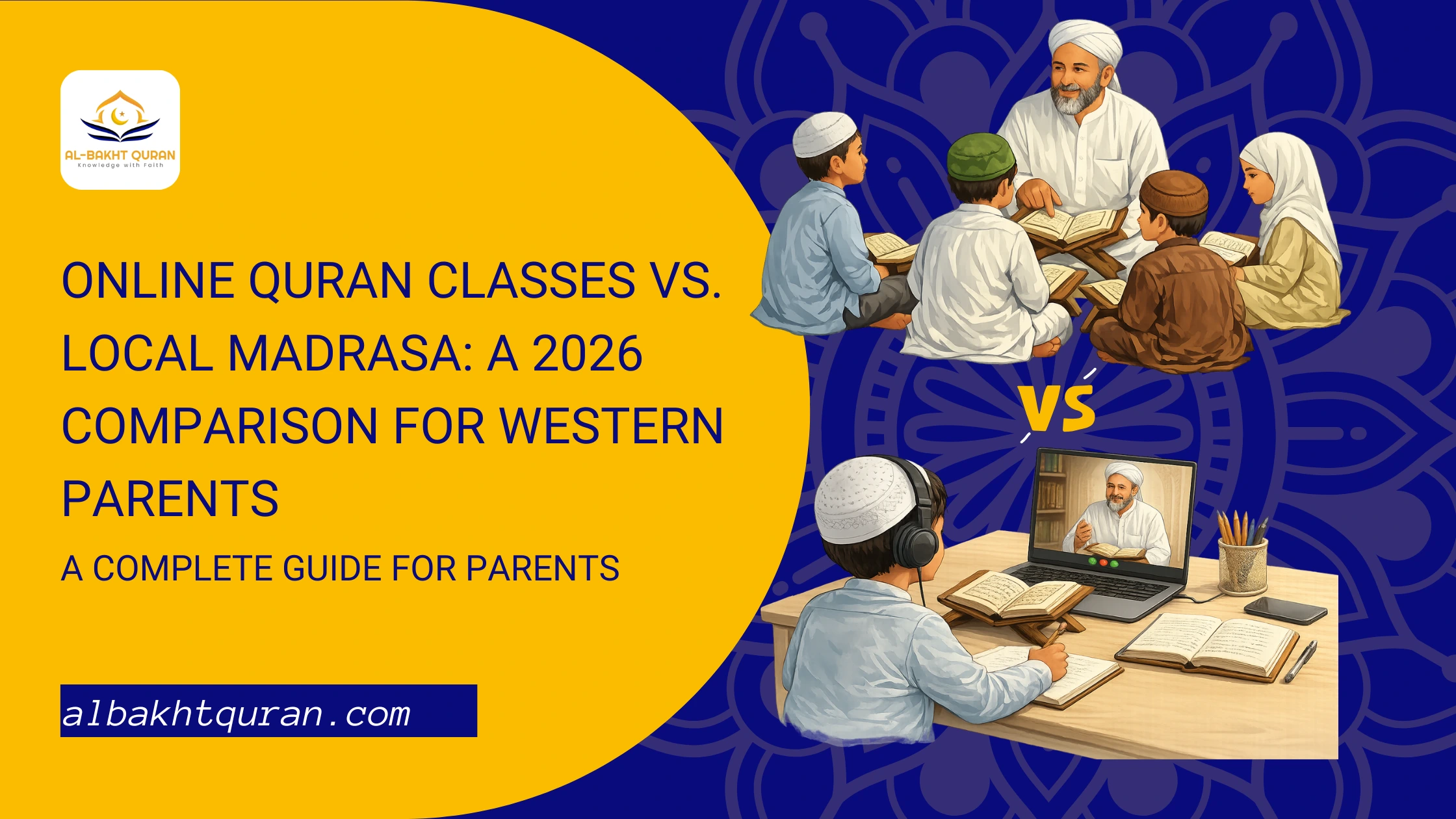 Student participating in online Quran classes at Albakht Academy.