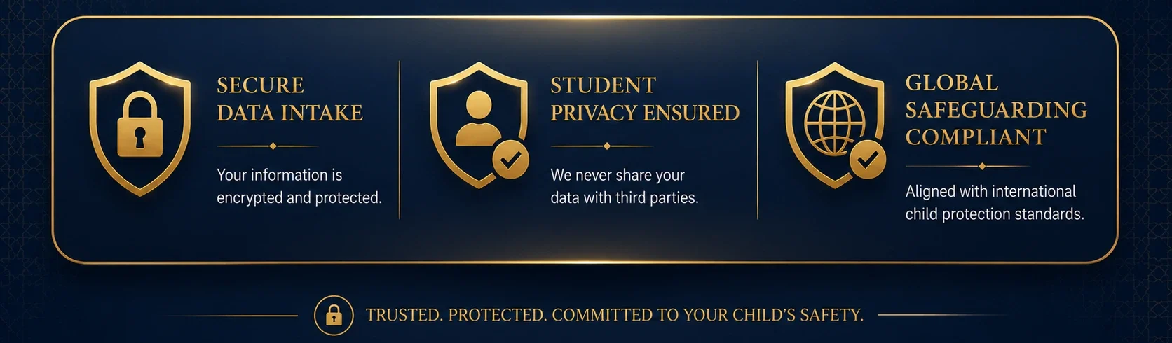 Albakht Academy secure student enrollment and digital data privacy safeguarding data.
